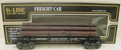 K-Line K663-1852 Northern Pacific Die-Cast Skeleton Log Car w/6 Logs #120359 LN - Image 1 of 3