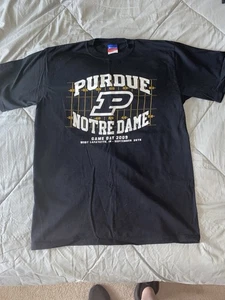 Champion T Shirt Mens Large Black Purdue Notre Dame 2009 Crew Neck Graphic Tee - Picture 1 of 7