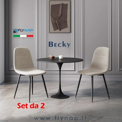 SET 2 SEDIE SEDIA CASA BAR RISTORANTE BISTROT PIZZERIA BECKY VELLUTO BEIGE - Immagine 1 di 4