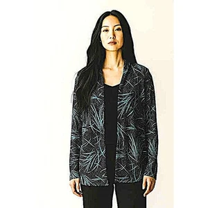 Onyx Nite 2-teiliges Set Jacke & Top schwarz blau türkis silber schimmernd Gr. L gebraucht, in einwandfreiem Zustand - Bild 1 von 9