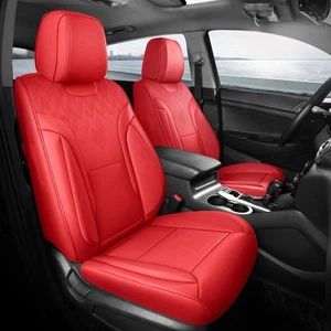 Red Car Seat Covers Full Set - Breathable Faux Leather Universal 5 Seat Cover... - Picture 1 of 9
