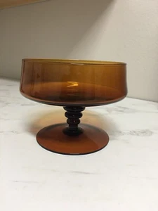 Cuenco de compota con patas de vidrio ámbar Mid Century Blenko? - Imagen 1 de 6