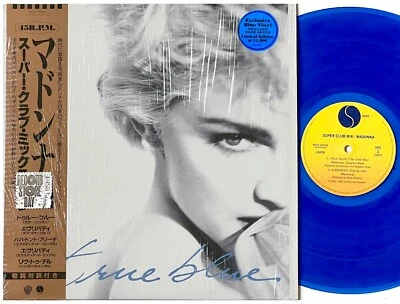 MADONNA "VG+/VG+ "TRUE BLUE" LTD  BLUE VINYL 12" JAPAN SUPER CLUB MIXES EP w/OBI - Image 1 of 3