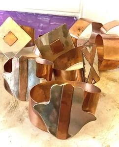 Serviettenringe elegant Sterlingsilber gestempelt und Kupfer Vintage 8 Gedecke - Bild 1 von 10