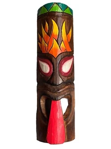 20” TIKI MASK WALL HANGER WOOD TIKI BAR HANGING WOOD ART - Picture 1 of 1