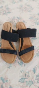 Supersoft sandals by Dianna Ferrari leather size 40 dark navy blue - Picture 1 of 4
