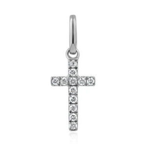 Diamond cross Pendant White Gold 14 CT Jewelry New - Picture 1 of 1
