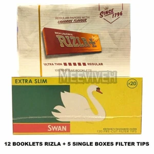 600 RIZLA ORANGE LAKRITZ BLÄTTCHEN & 600 SCHWAN EXTRA SCHLANKE FILTERSPITZEN NEU - Bild 1 von 4
