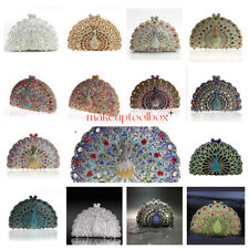 Crystal Hollow Peacock Party Evening Wedding Bridal Clutch Bag Minaudiere C220