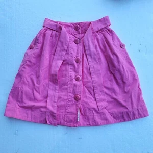 NWT CREWCUTS 10 (XXL) Girls Pink A-Line Belted Button Down Nautical Skirt Lined - Picture 1 of 9