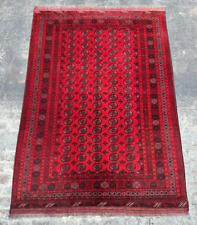 M60 - Vintage Afghan Turkoman Bukhara Tribal Handmade Mori Gol Rug - 7x10 Feet