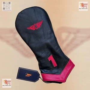 Links & Kings Leather Golf 1 Driver Headcover - OLYMPIC OLY CLUB ⛳️ Red Black - Picture 1 of 4