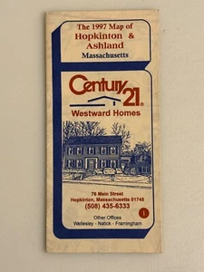 1997 Town Road Map of Hopkinton Ashland Massachusetts Century 21 Westward Homes - Picture 1 of 4