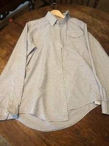 LL Bean Shirt 15 1/2 - 35 Blue/Gray Check Made In USA Vintage SPOT ON CUFF - Picture 1 of 7