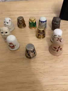 Vintage thimbles ceramics, wood, metal, Japan, England, Vernon set 11 pcs - Picture 1 of 1