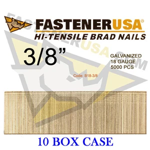 3/8" 18 Gauge Straight Brad Finish Nails 18 ga (5,000 ct) (Case of 10) - Picture 1 of 1