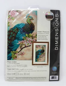 Kit Punto de Cruz Contado Dimensiones Pavo Real Indio 70-35293 NUEVO Sellado 9"x 15" - Imagen 1 de 6