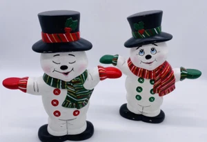 Muñeco de nieve de cerámica vintage pintado a mano doble cara travieso o bonitas figuras - Imagen 1 de 12