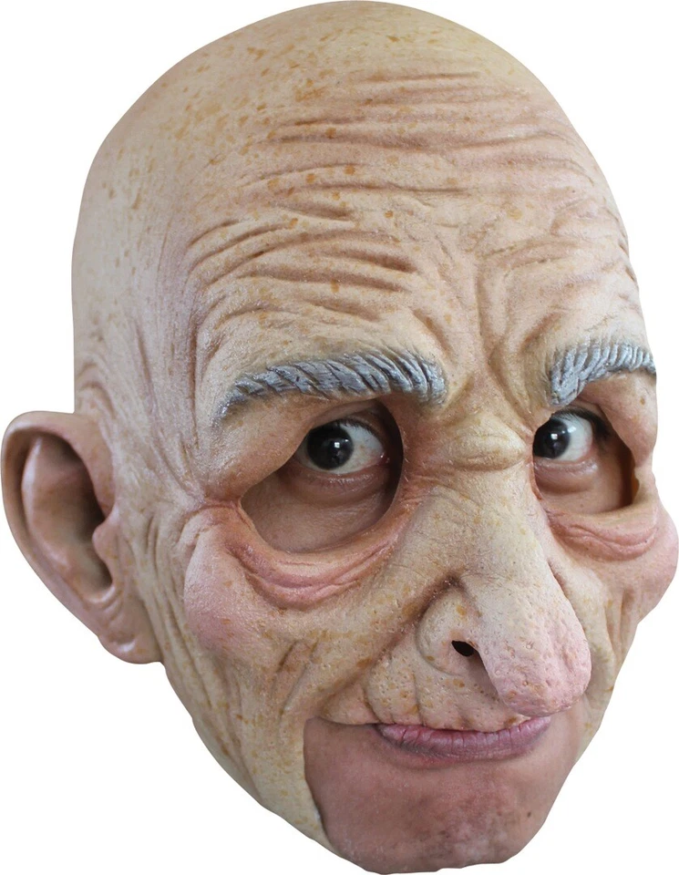 ADULT OLD MAN GRANDPA SENIOR CHINLESS COSTUME OVER THE HEAD MASK LATEX MALE - Image 1 of 1
