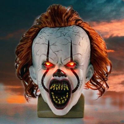 Máscara Completa Scary Clown Pennywise IT con LED EvilRed Eye Horror Juegos con disfraces Halloween Foto 1 de 4