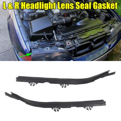 Par de juntas de sellado de lente de faros delanteros negros para BMW Serie 5 E39 1996-2000 Foto 1 de 4