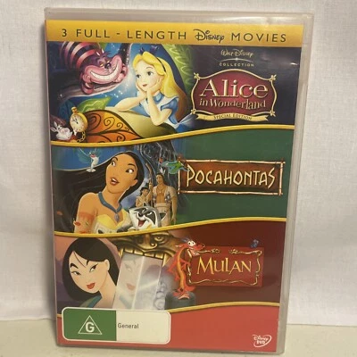 Alice In Wonderland / Pocahontas / Mulan DVD - Disney Region 4 Free Oz Post - Image 1 of 4