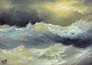 563 - 5"x 7" FINE ART CANVAS PRINT MODERN SEASCAPE Wind Weather MESH STORMY Wave - Picture 1 of 4