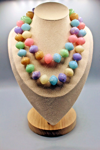 VETEMENTS Collana Infilata a mano Pastelli Vintage 70 Sfere in Resina Stampata a Macchie