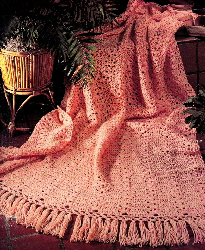 COZY Pretty in Peach Afghan/Crochet Pattern INSTRUCTIONS ONLY - Image 1 of 1