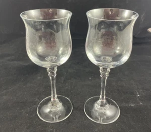 Towle Fine Crystal "Silhouette" Water Goblet Clear w Optic 8 1/2" Set of 2 - Picture 1 of 8