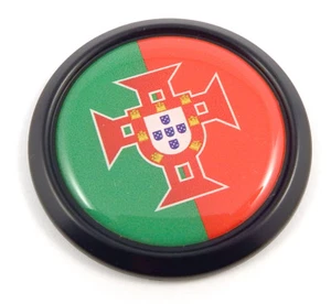 Portugal portuguese Black Round Flag Car Decal Emblem bumper 3D Sticker 1.85" - Imagen 1 de 2