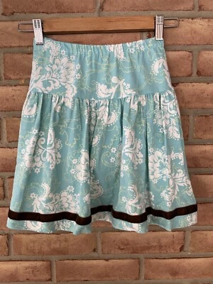 NWT Hartstrings Skort Size 10 Light Teal Floral w/brown Velvet Stripe - Image 1 of 4