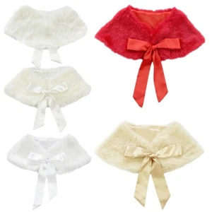 Chal de piel sintética para niños niñas bolero encogimiento de hombros flor princesa boda capa formal - Imagen 1 de 30