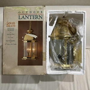 Vintage Solid Brass Outdoor Lantern 8 1/4 x 15 3/8" - New Old Stock - Picture 1 of 16