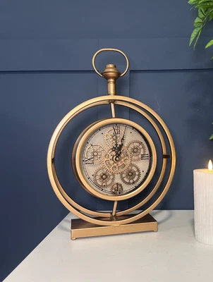 Bronze Industrial Table Clock – Moving Cog Mechanism, Vintage Style - Image 1 of 4