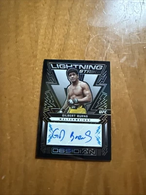2023 Panini Chronicles Obsidian UFC Lightning Strike Blue /49 Auto Gilbert Burns - Image 1 of 2