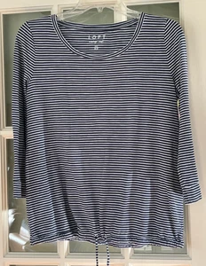 Loft Vintage weiches Baumwoll-Blouson-Top gestreift, blau/weiß, Größe M/P - Bild 1 von 6