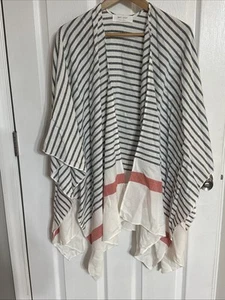 MER SEA Travel Wrap Shawl Kimono, One Size, Nautical Beachy BLACK NAVY Stripes - Picture 1 of 5