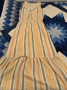 Prana Full Sun-Dress Yellow, White, Brown & Blue Size Medium - Picture 1 of 10