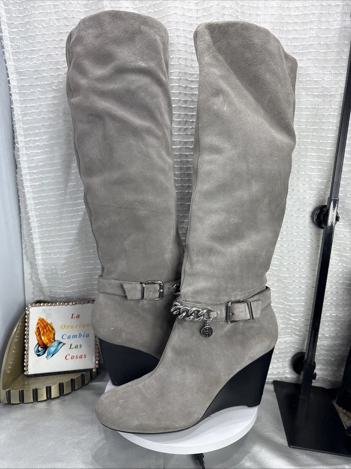 (F2) BCBGENERATION Merryl Bota Alta Gamuza Cuña Cuero Talla 8.5 Para Mujer’s Foto 1 de 4