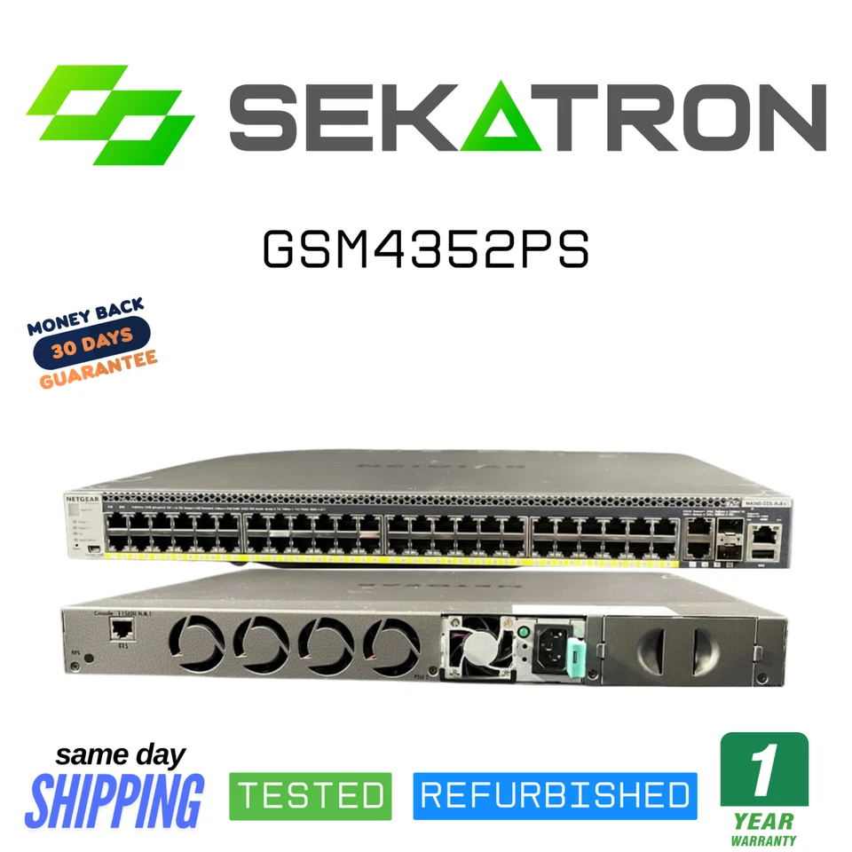 🔀 Netgear GSM4352PS (M4300-52G-PoE+) • 48 × 1G PoE+ • 4 × 10G Uplinks ⚡FastShip - Image 1 of 2