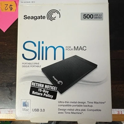 Seagate Slim For Mac 500 GB usb 3.0 New In Box - Image 1 of 3