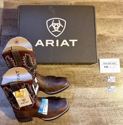 ARIAT | Ventana de pago | Botas punta cuadrada bordadas | Marrón/Rojo | 8 D | 10044574 Foto 1 de 4