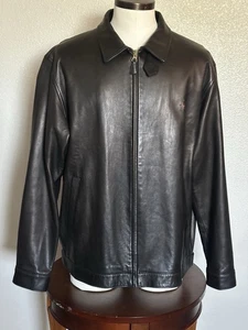 Vintage 90s POLO Ralph Lauren Genuine Soft Brown Leather Jacket XL Men’s Bomber - Picture 1 of 18