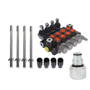 Válvula de control hidráulica monobloque de 4 carretes de doble acción 11 GPM + enchufe de conversión - Imagen 1 de 15