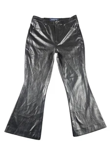 Veronica Beard Jeans Pants Womens 32 Black Carson Ankle Flare Faux Leather Vegan - Picture 1 of 9