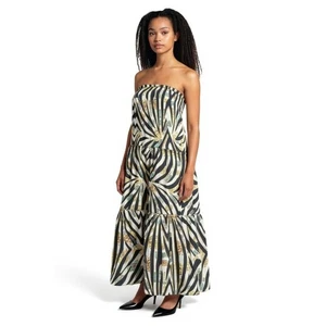 Apple Bottoms Y2K Maxi Dress Zebra Animal Print Medium Strapless Fitted Bodice - Picture 1 of 4