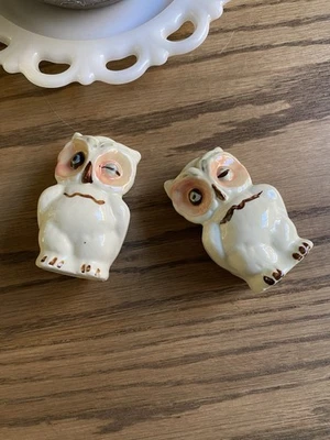 Vintage 1930s Shawnee Pottery Winking Owl Salt & Pepper Shakers - Image 1 of 4