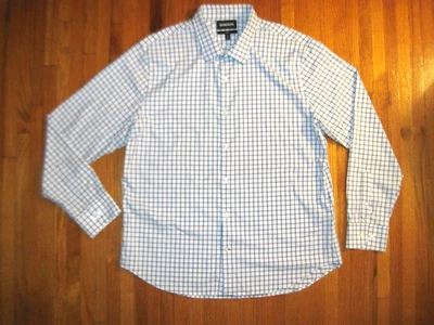 Camisa de vestir Bonobos ajustada elástica fácil cuidado blanca/azul a cuadros 2XL nueva Foto 1 de 4