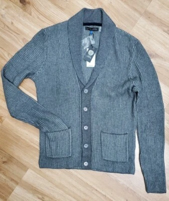 Cárdigan Suéter Vince Camuto Para Hombres Calce Ajustado Cuello Chal - Carbón - PEQUEÑO NUEVO CON ETIQUETAS Foto 1 de 4
